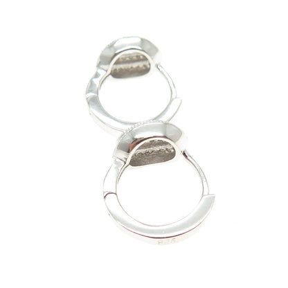 925 Sterling Silver Round-Cut C Z Coffee Bean Hoop Earrings