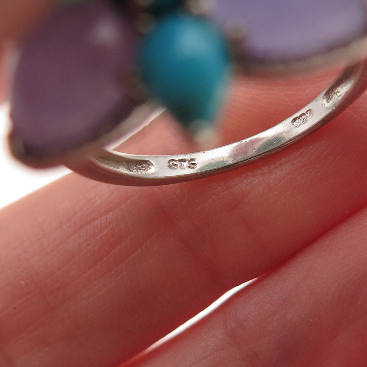 Chuck Clemency 925 Sterling Silver Real Multi-Color Gem Butterfly Ring Size 8.25