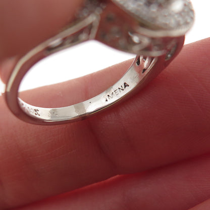 Mena 925 Sterling Silver Round-Cut C Z Sparkle Ring Size 6.25