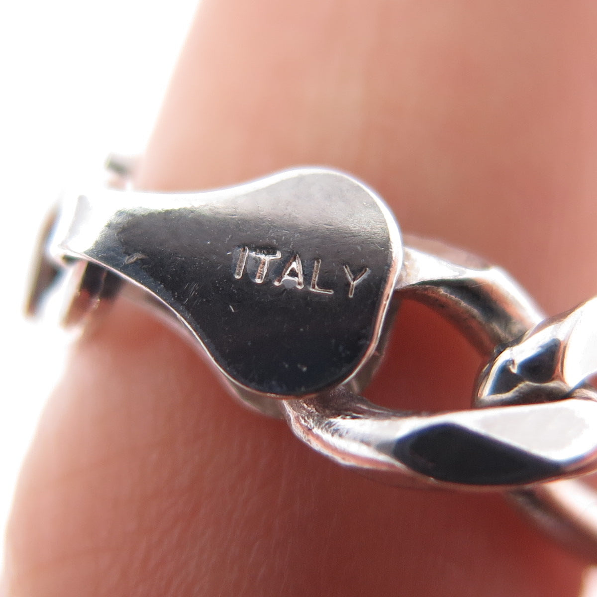 925 Sterling Silver Vintage Italy Figaro Link Bracelet 7.5"