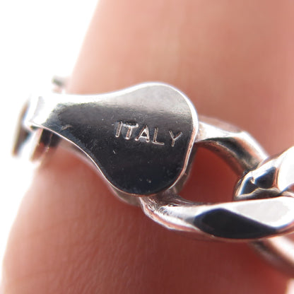 925 Sterling Silver Vintage Italy Figaro Link Bracelet 7.5"