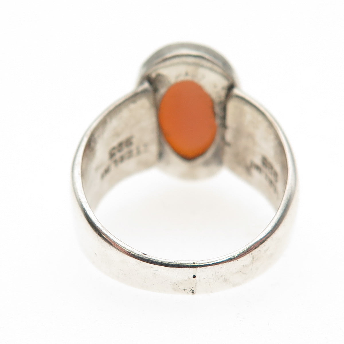 925 Sterling Silver Vintage Real Opal Modernist Oxidized Ring Size 5.5