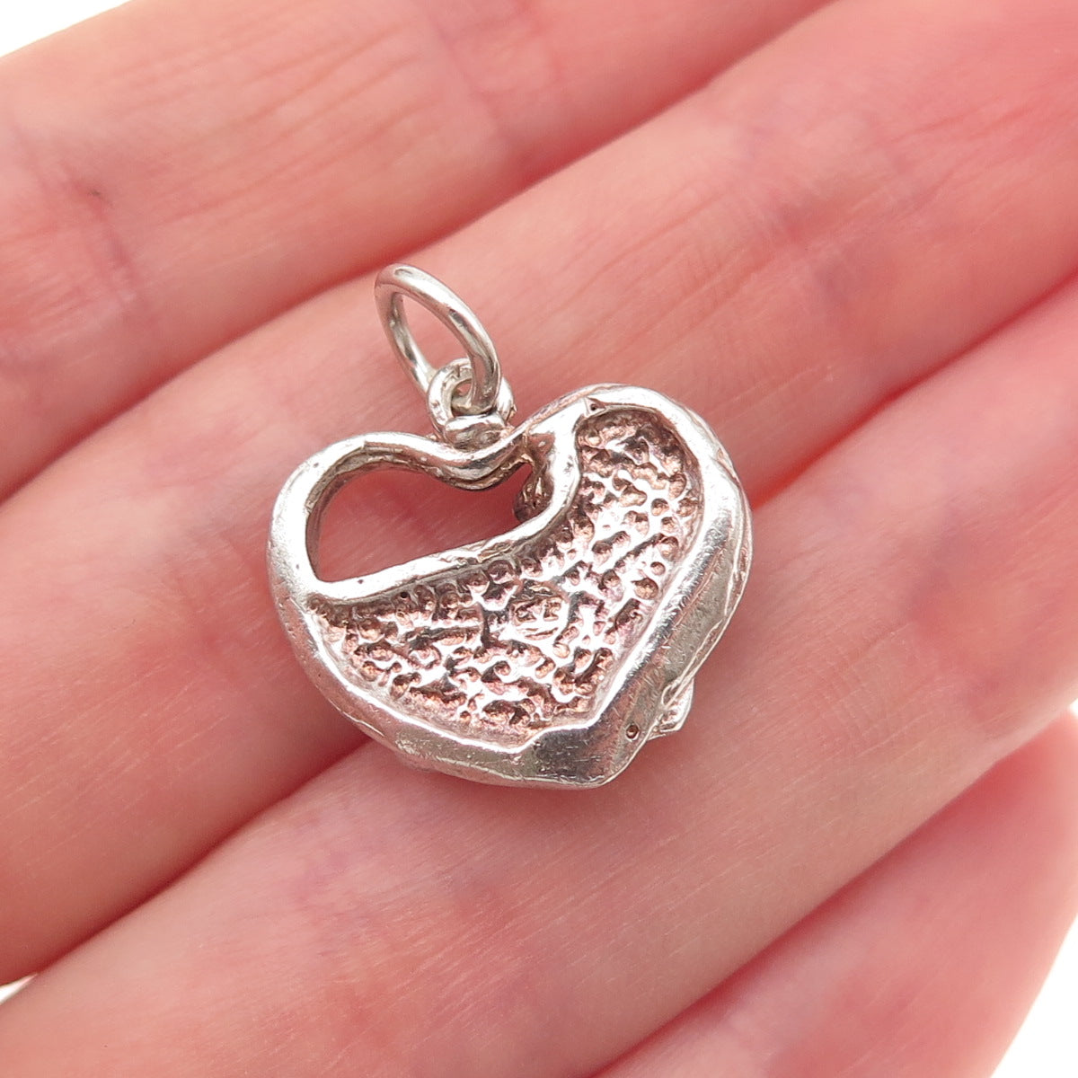 925 Sterling Silver Vintage Dog Heart Oxidized Charm Pendant