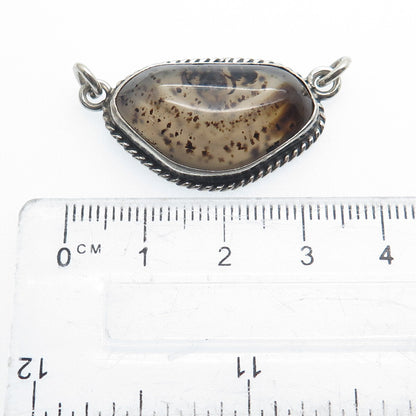 925 Sterling Silver Vintage Real Agate Centerpiece Pendant