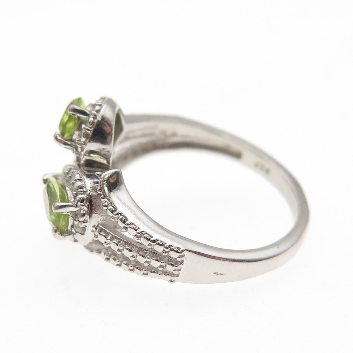 Chuck Clemency 925 Sterling Silver Real Diamond Accent & Peridot Ring Size 7