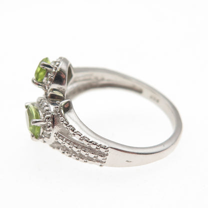 Chuck Clemency 925 Sterling Silver Real Diamond Accent & Peridot Ring Size 7