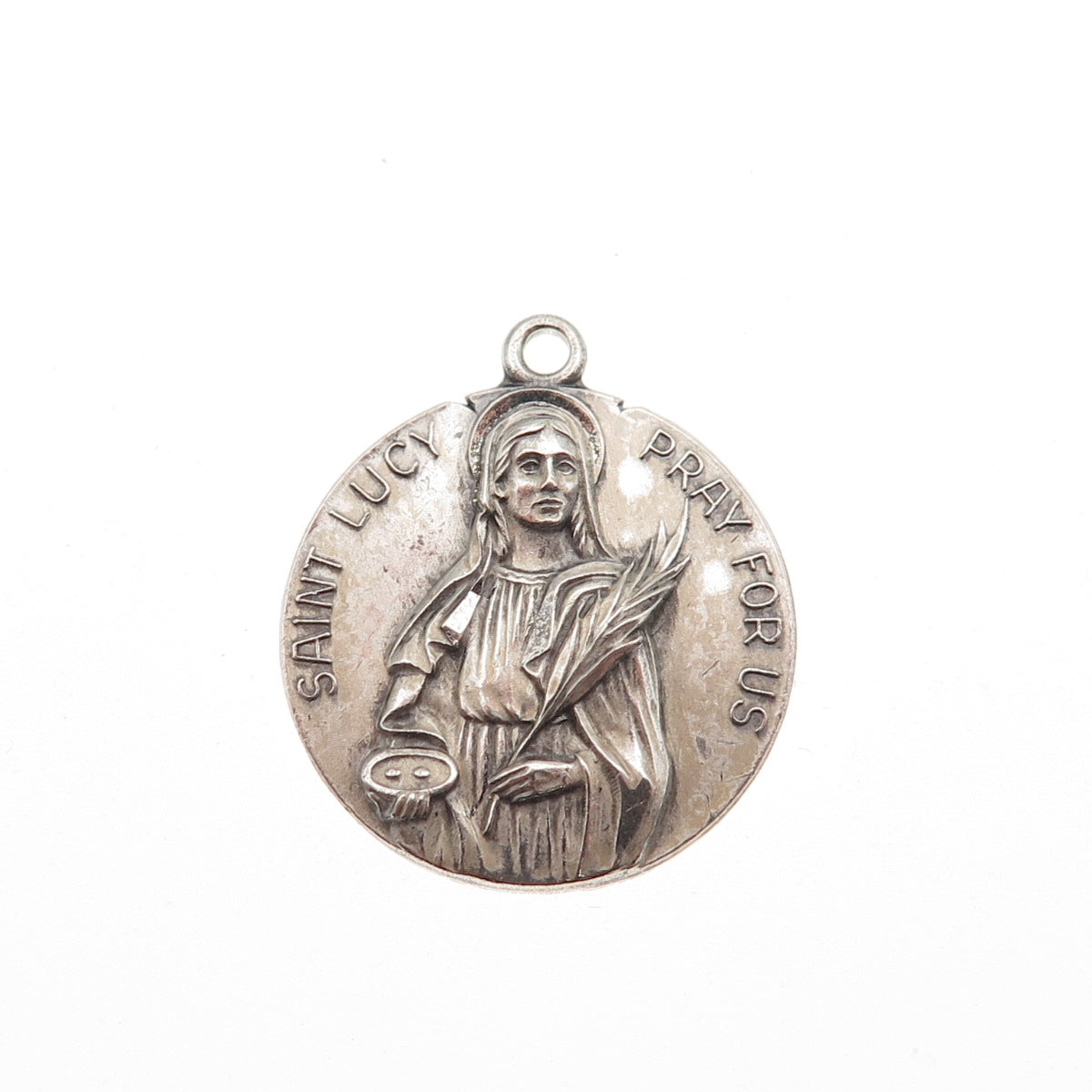 Antaya 925 Sterling Silver Antique Art Deco Saint Lucy Religious Charm Pendant