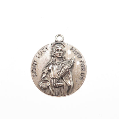 Antaya 925 Sterling Silver Antique Art Deco Saint Lucy Religious Charm Pendant