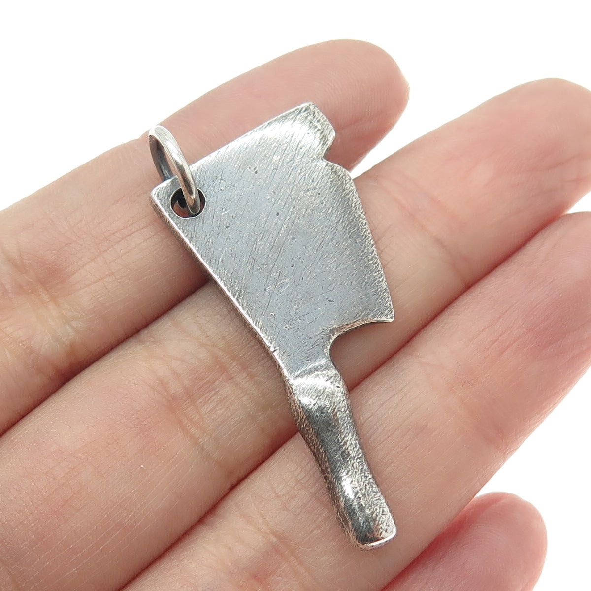 925 Sterling Silver Vintage Chef's Kitchen Knife Oxidized 3D Pendant