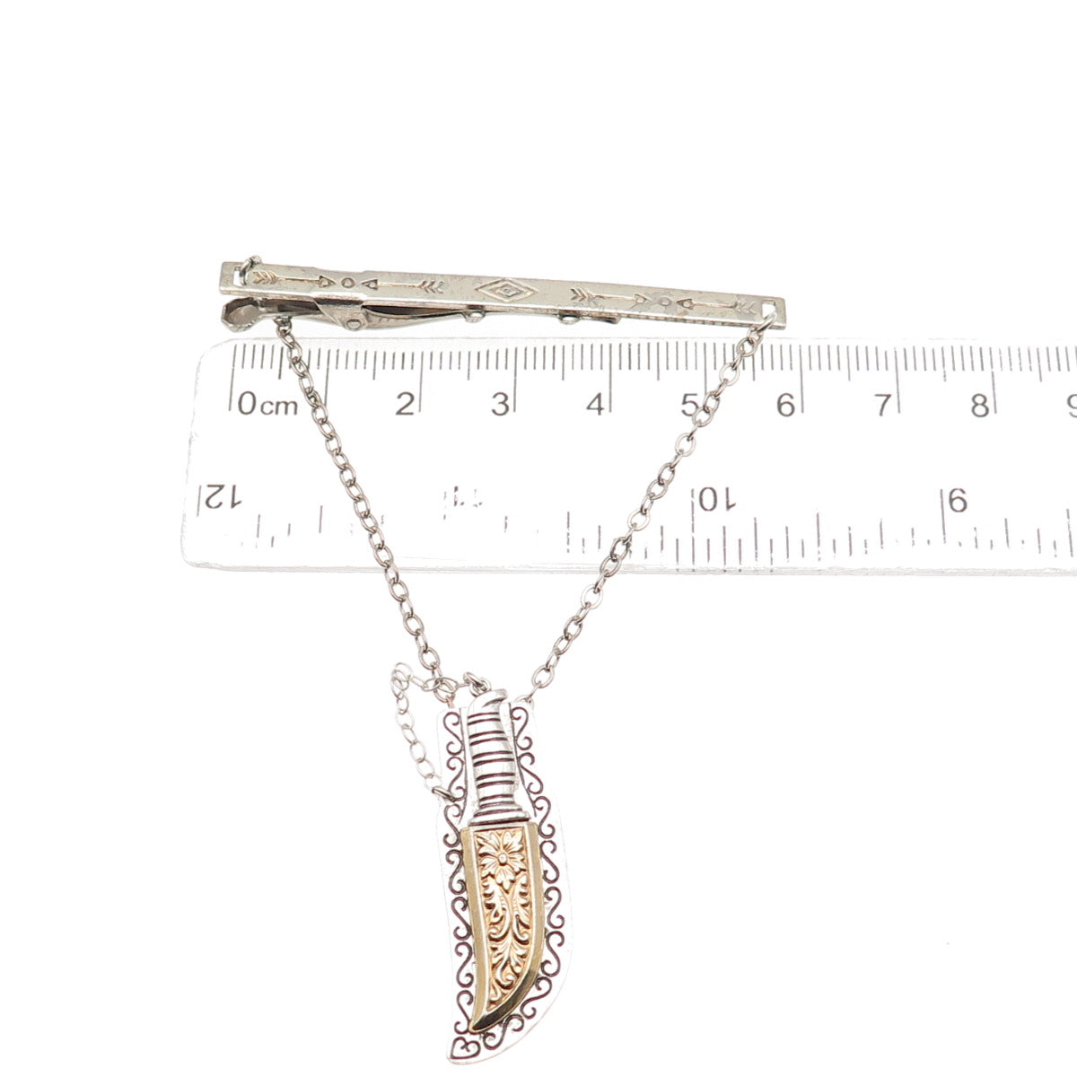 Old Pawn Sterling Silver 2-Tone Antique Southwestern Native Dagger Pin Brooch