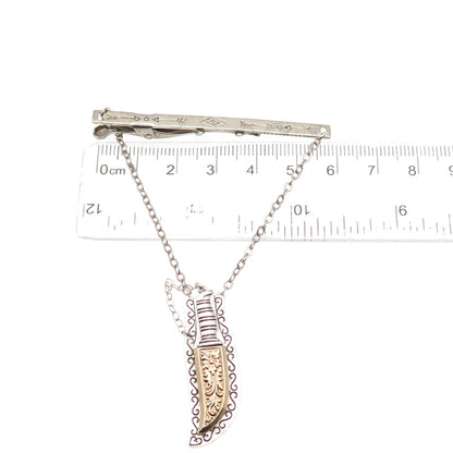 Old Pawn Sterling Silver 2-Tone Antique Southwestern Native Dagger Pin Brooch