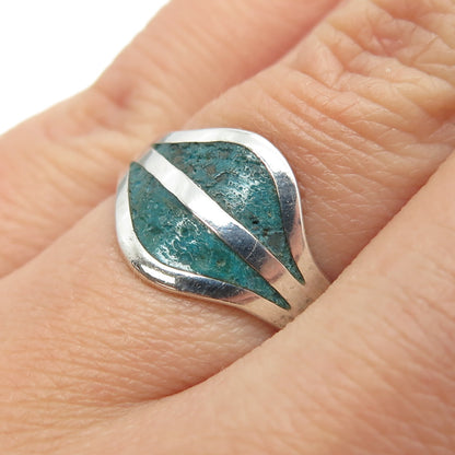 925 Sterling Silver Vintage Mexico Bisbee Turquoise Ring Size 6.75