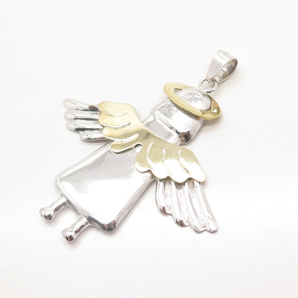 925 Sterling Silver 2-Tone Vintage Angel Pendant