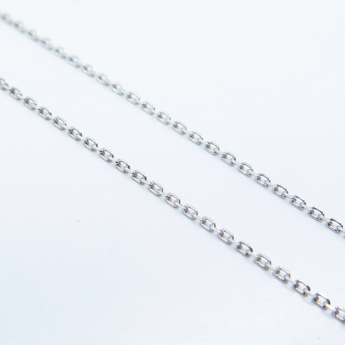 925 Sterling Silver /14K Italy Sun White Diamond Heart Rolo Chain Necklace 17"