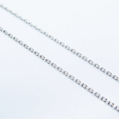 925 Sterling Silver /14K Italy Sun White Diamond Heart Rolo Chain Necklace 17"