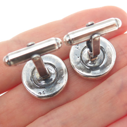 925 Sterling Silver Vintage Modernist Desert Oxidized Cufflinks