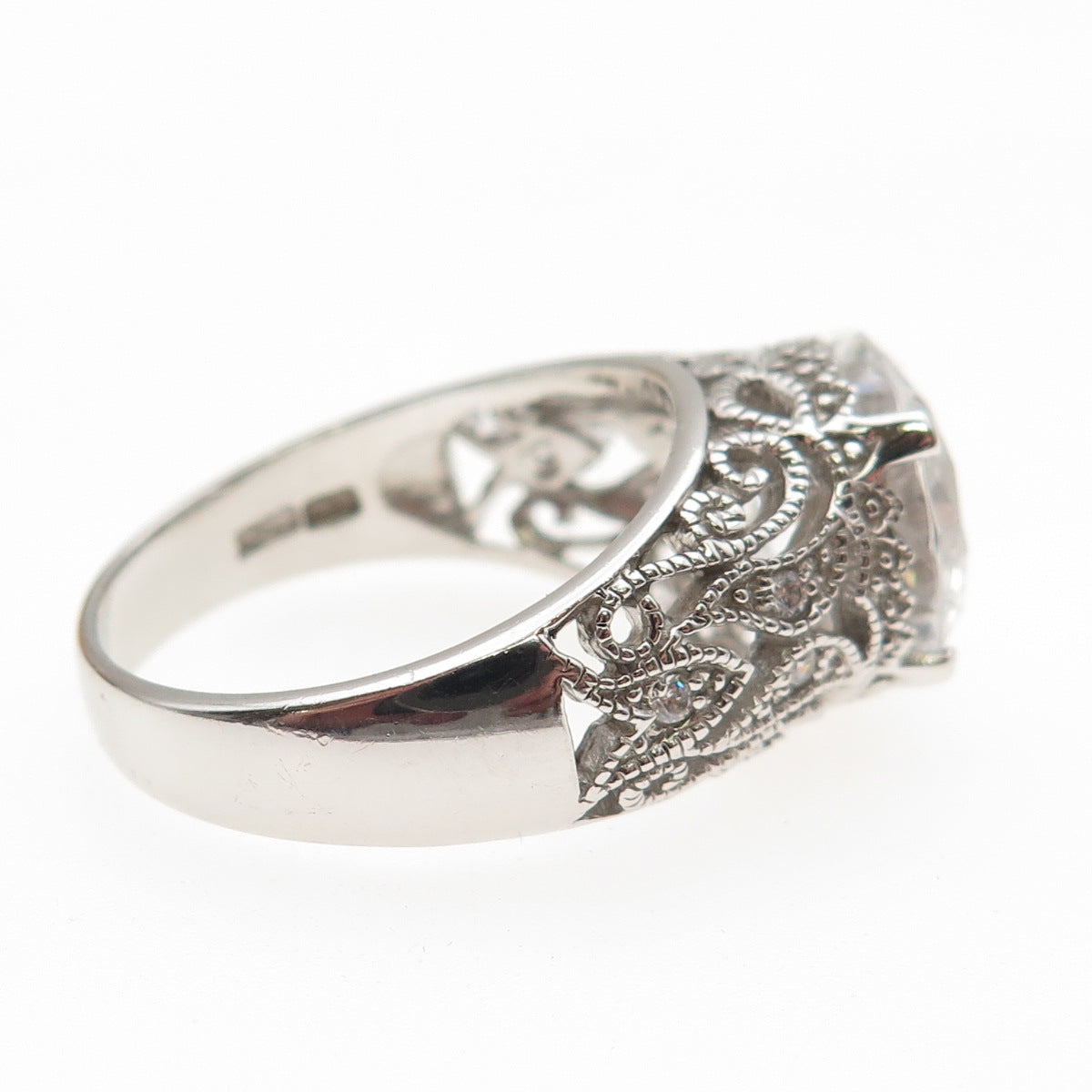 925 Sterling Silver Round-Cut C Z Promise Ring Size 10.25