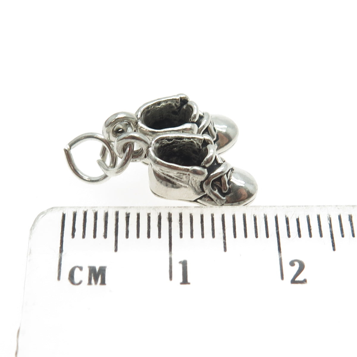 SUN WEST 925 Sterling Silver Vintage Baby Boot Shoe 3D Charm Pendant