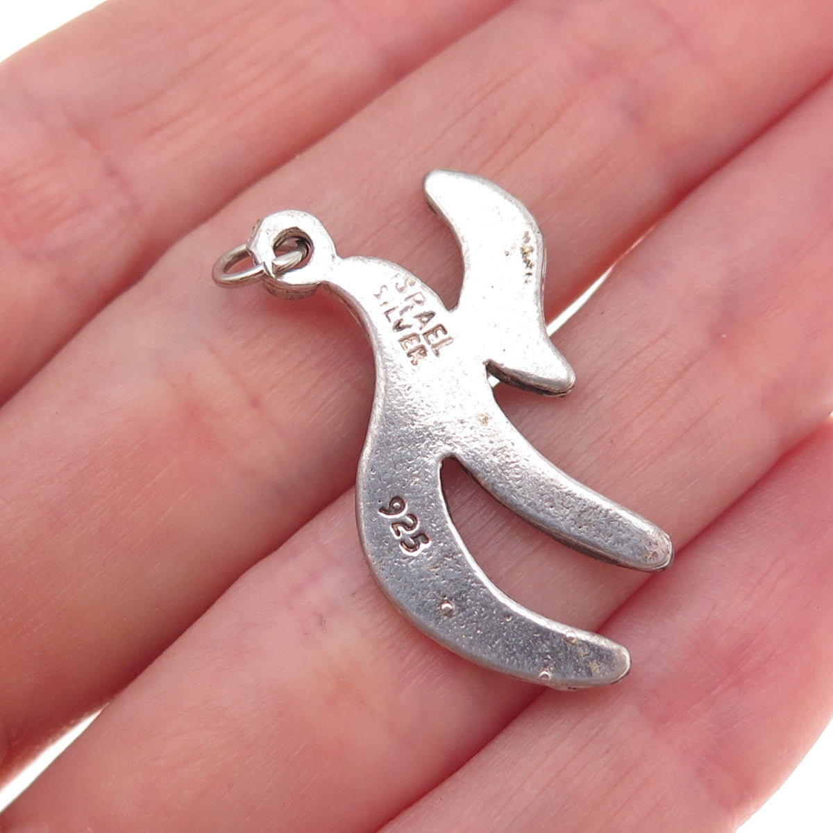 925 Sterling Silver Vintage Israel Enamel Chai Judaica Charm Pendant
