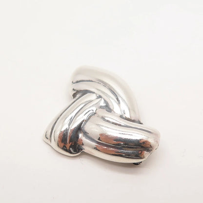 925 Sterling Silver Vintage Mexico Ribbed Knot Pin Brooch