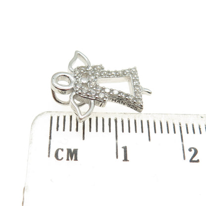 HAN 925 Sterling Silver Round-Cut C Z Angel Minimalist Pendant