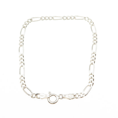 925 Sterling Silver Italy Figaro Link Bracelet 7"