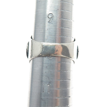 925 Sterling Silver Vintage Real Red Jasper Spiral Beaded Oxidized Ring Size 10