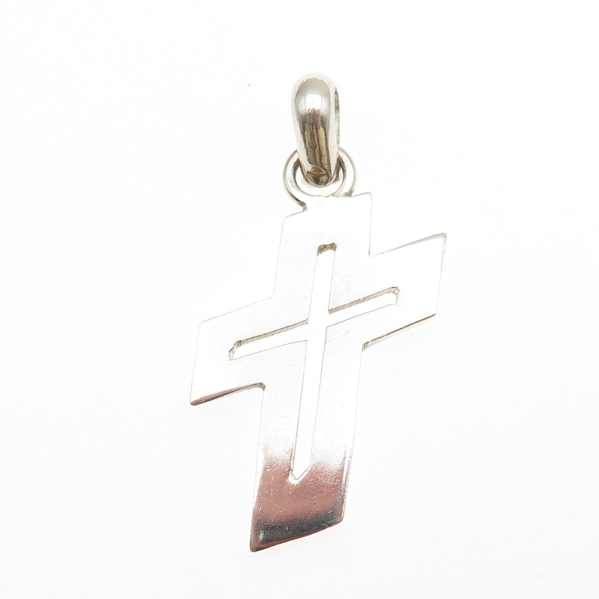 925 Sterling Silver Vintage Mexico Modernist Cross Pendant