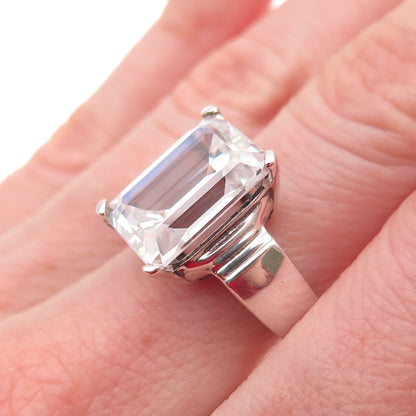 DBJ Dee Berkle Sterling Silver Vintage Emerald-Cut C Z Engagement Ring Size 7
