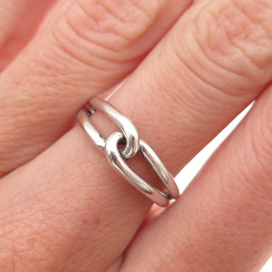 925 Sterling Silver Vintage Interlocked Infinity Knot Oxidized Ring Size 6.25