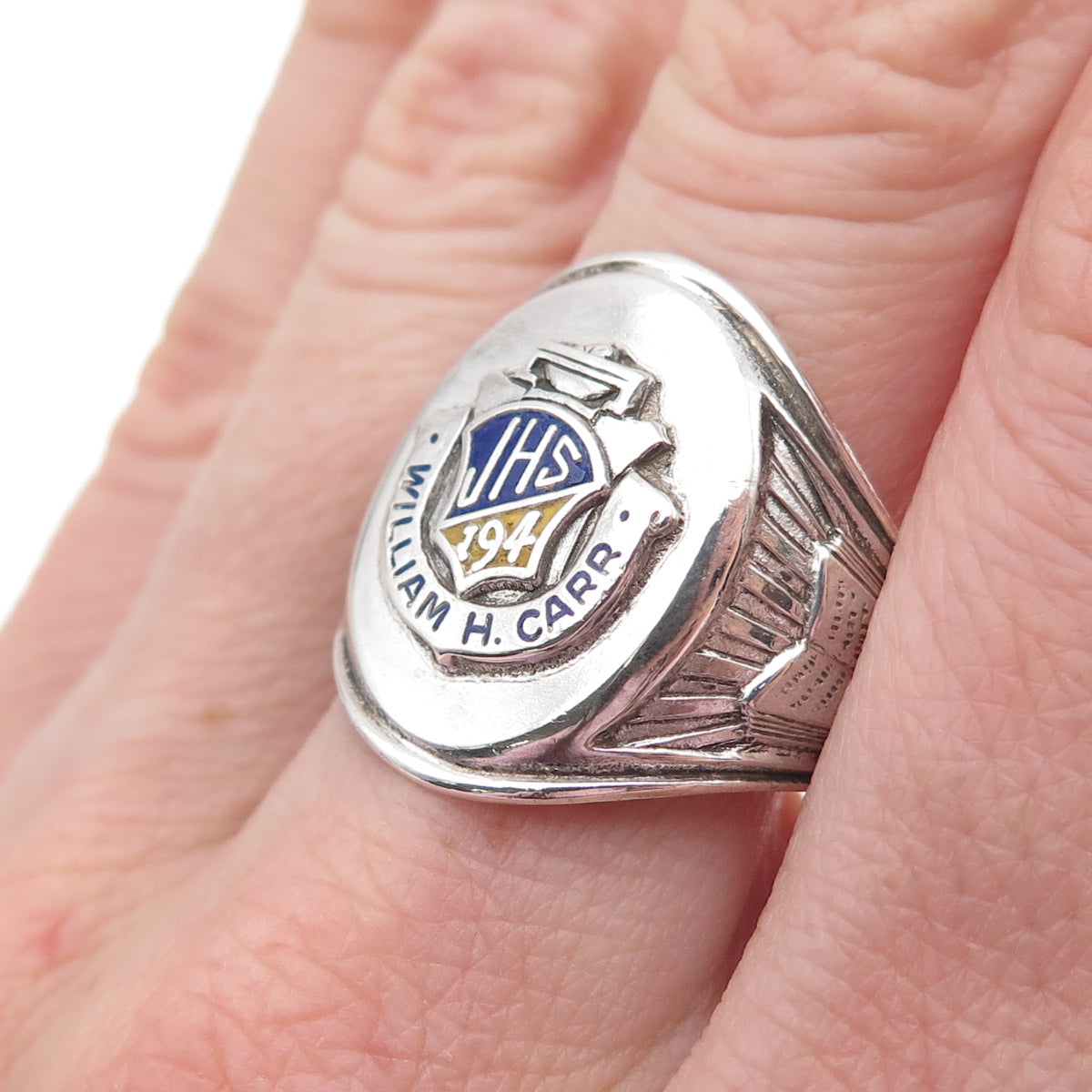 REED & CO. 925 Sterling Vintage 1968 Enamel William H. Carr School Ring Size 10