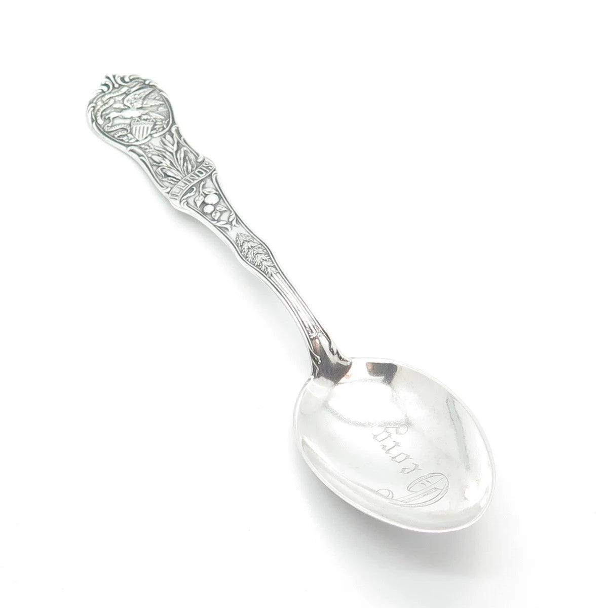 925 Sterling Silver Antique Watson States & Cities "Illinois" Demitasse Spoon