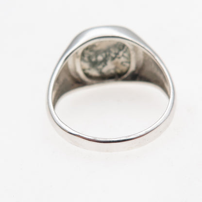 925 Sterling Silver Vintage Real Dendritic Agate Signet Ring Size 7.25