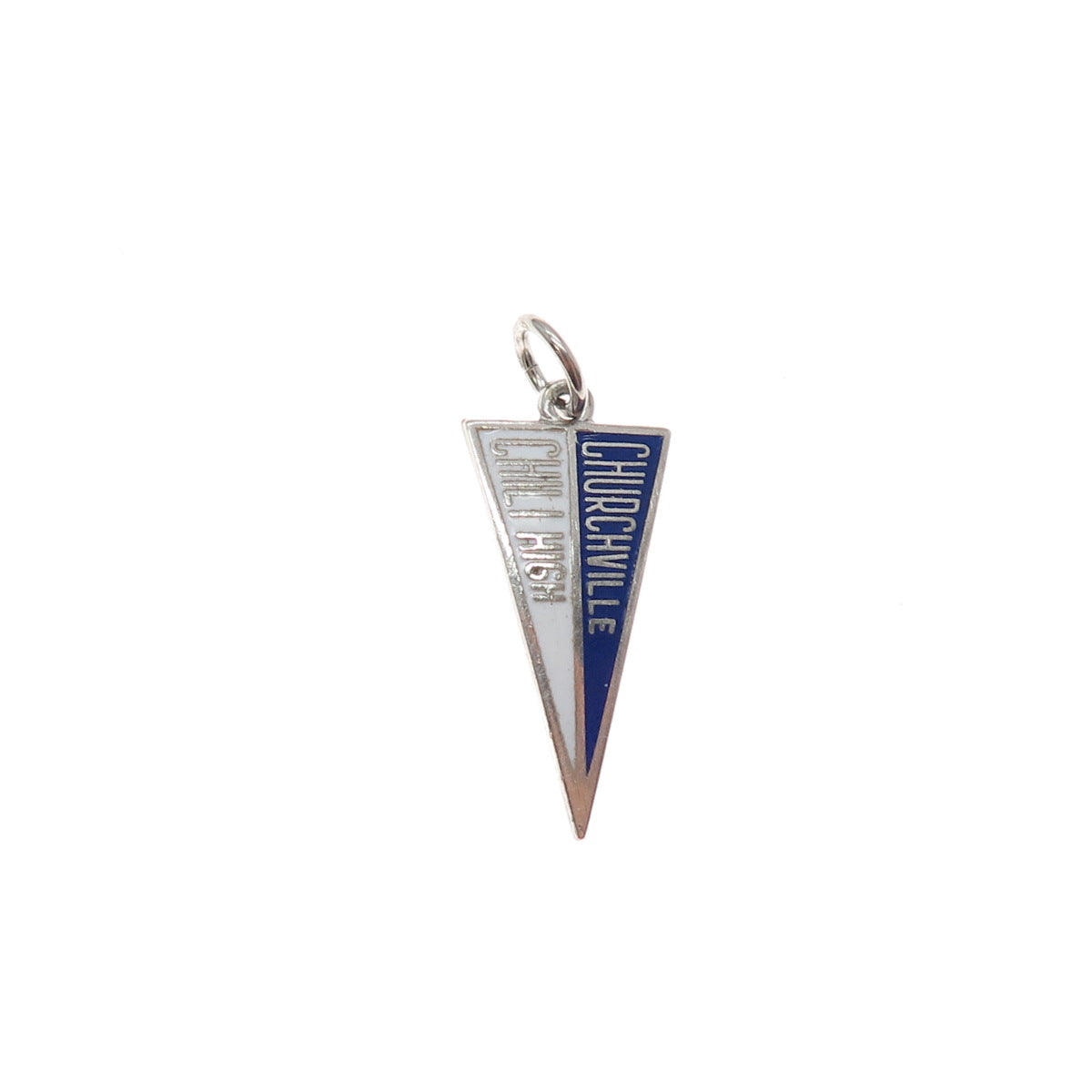 ART'S ELEGANCE Sterling Vintage Enamel Churchville Chili School Charm Pendant