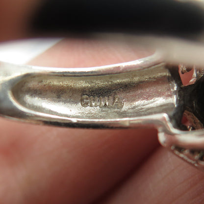 AIL Aluma 925 Sterling Silver Vintage Real Tiger Eye Modernist Ring Size 7.75