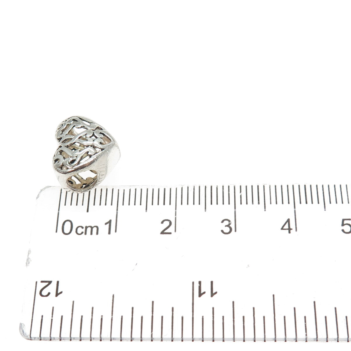 925 Sterling Silver Vintage Ornate Heart Bead Charm