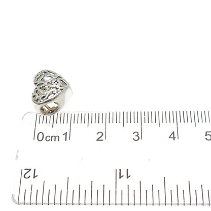 925 Sterling Silver Vintage Ornate Heart Bead Charm