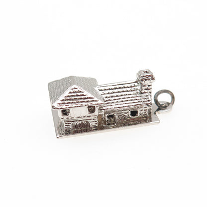 Spencer Co. 925 Sterling Silver Vintage House 3D Mini Charm Pendant
