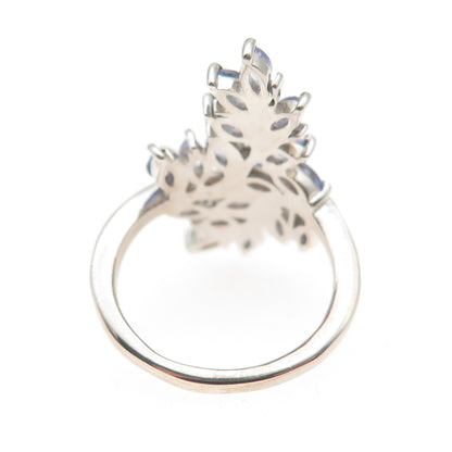 Chuck Clemency 925 Sterling Silver Real Marquise-Cut Tanzanite Ring Size 5.25