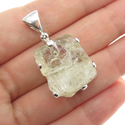 STARBORN 925 Sterling Silver Vintage Real Green Amethyst Charm Pendant