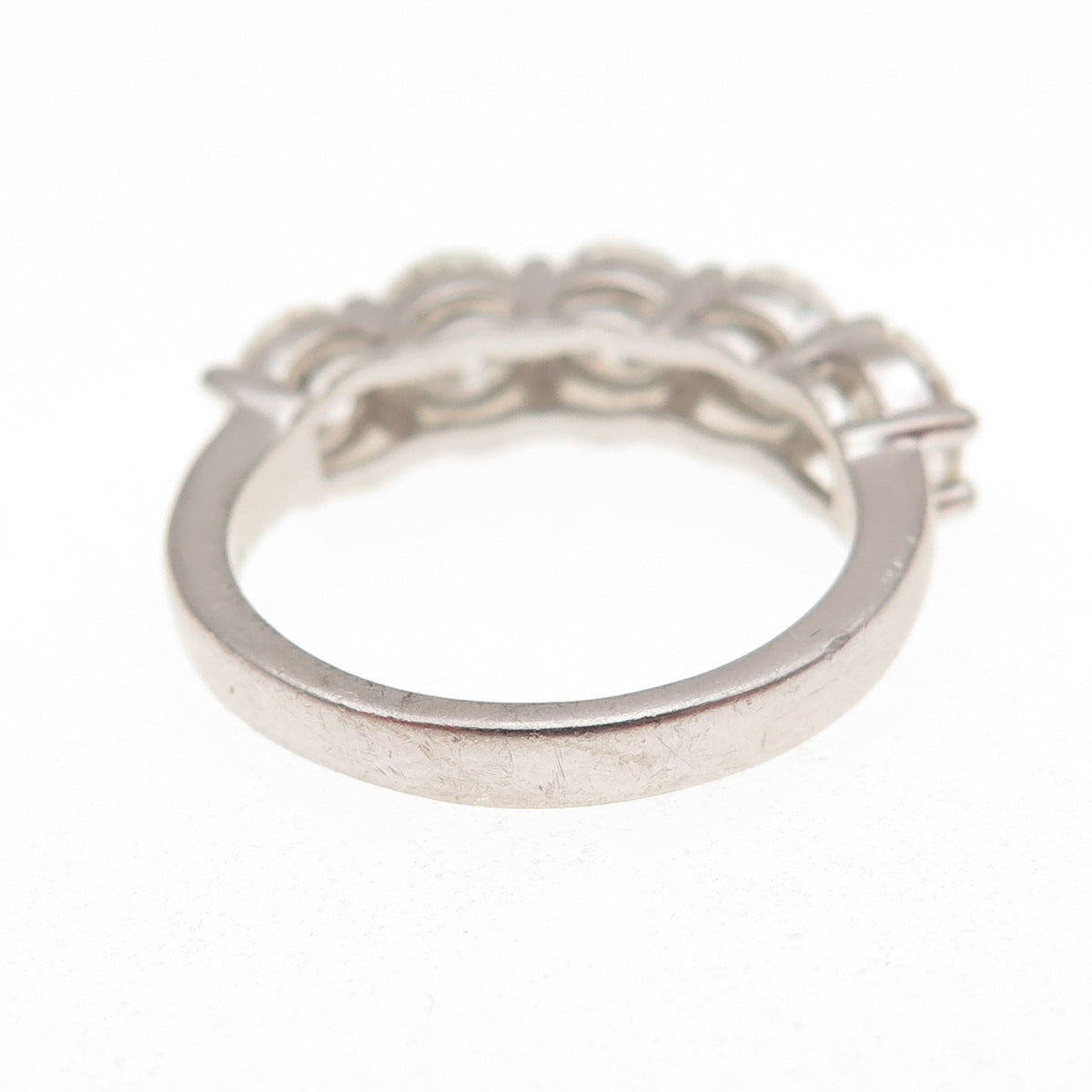 925 Sterling Silver Real Round-Cut Moissanite Half Eternity Ring Size 7