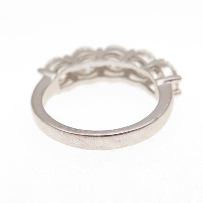 925 Sterling Silver Real Round-Cut Moissanite Half Eternity Ring Size 7