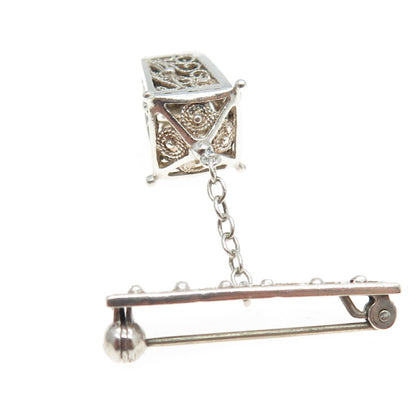 835 Silver Vintage Street Light Dangle Pin Brooch
