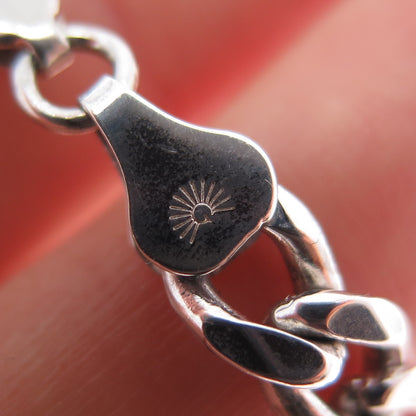 925 Sterling Silver Vintage Italy Figaro Link Bracelet 7.5"