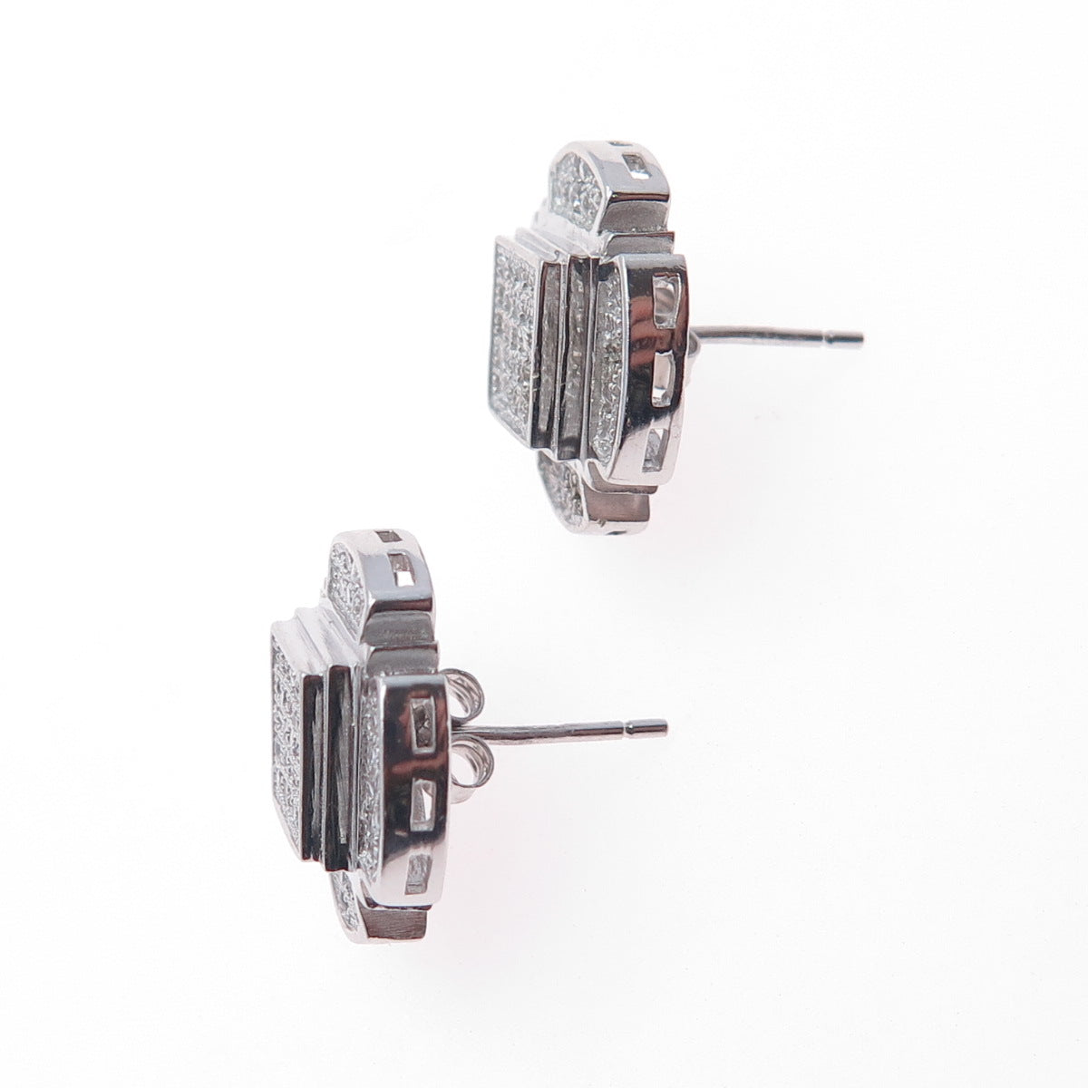925 Sterling Silver Round-Cut C Z Cross Stud Earrings