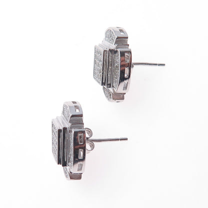 925 Sterling Silver Round-Cut C Z Cross Stud Earrings