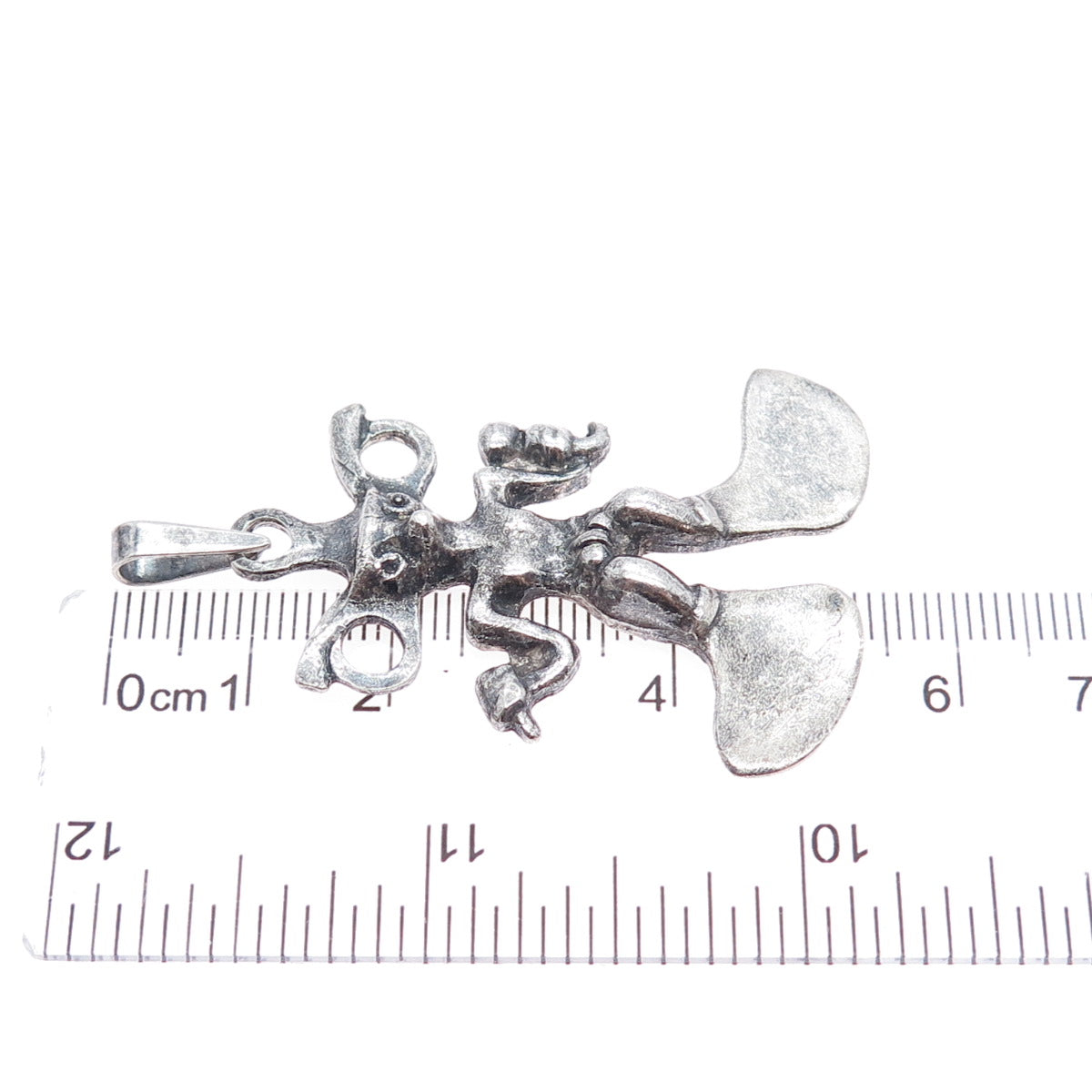 925 Sterling Silver Vintage Cowboy Modernist Oxidized Charm Pendant