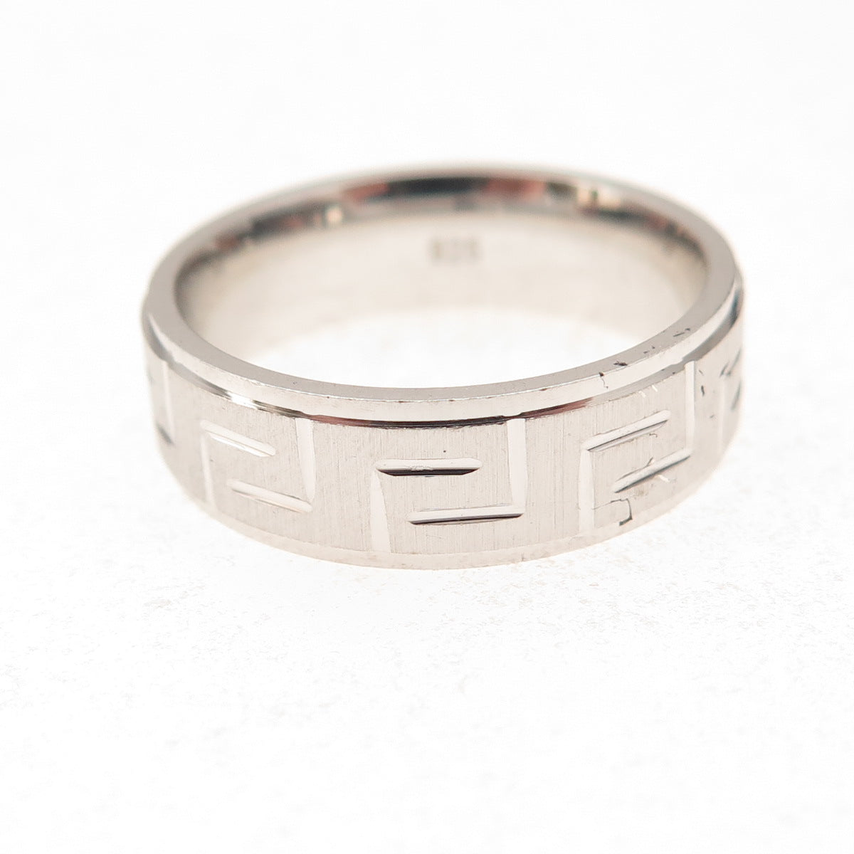925 Sterling Silver Vintage Greek Key Band Ring Size 7.25
