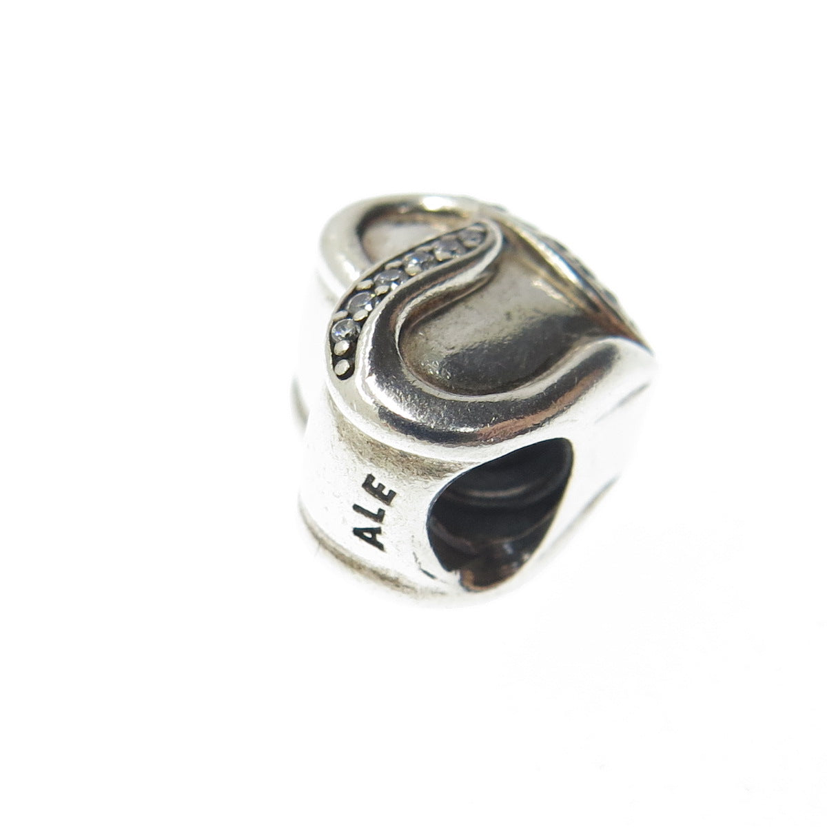 PANDORA 925 Sterling Silver C Z Dreams of Love Heart Bead Charm