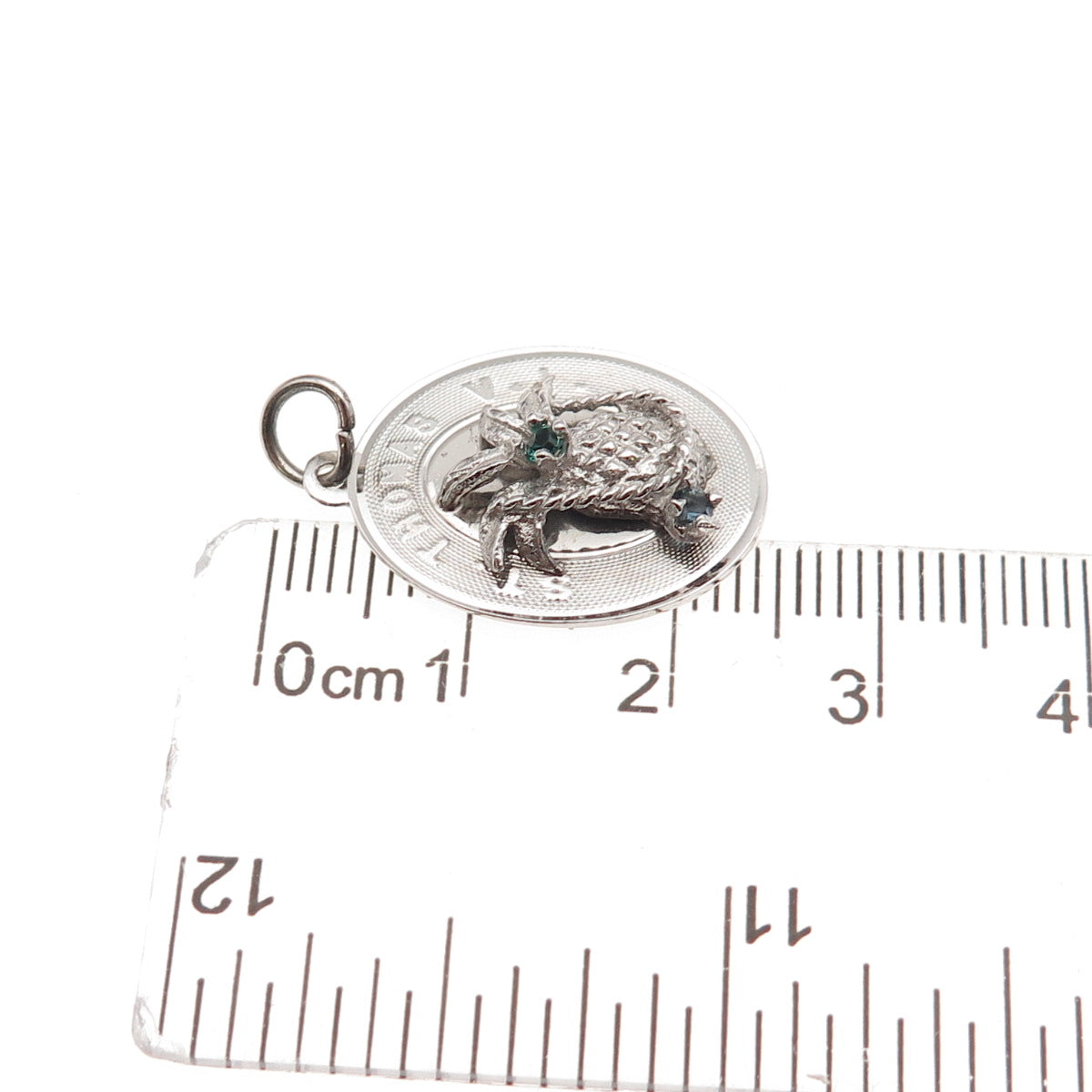 925 Sterling Silver Vintage Rhinestone St. Thomas VI Mini Charm Pendant